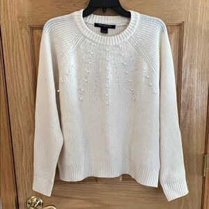 French Connection - Pearls White Crew Neck Sweater - Large